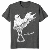Skeleton ghost halloween shirt in Dark Heather