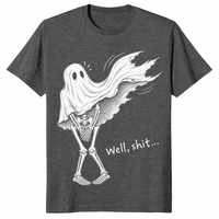 Skeleton ghost halloween shirt in Dark Heather