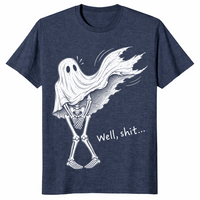 Skeleton ghost halloween shirt in Heather Navy