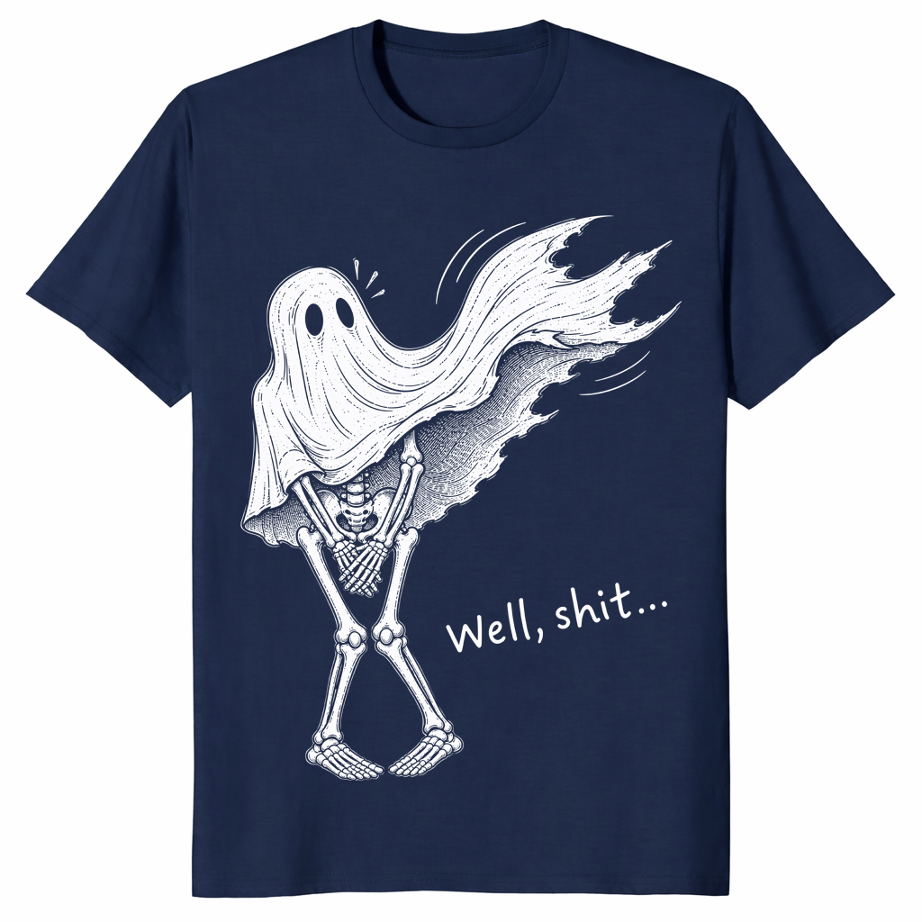 Skeleton ghost halloween shirt in Navy