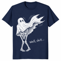 Skeleton ghost halloween shirt in Navy