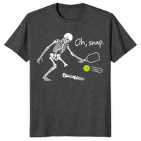 Skeleton pickleball shirt in dark heather grey