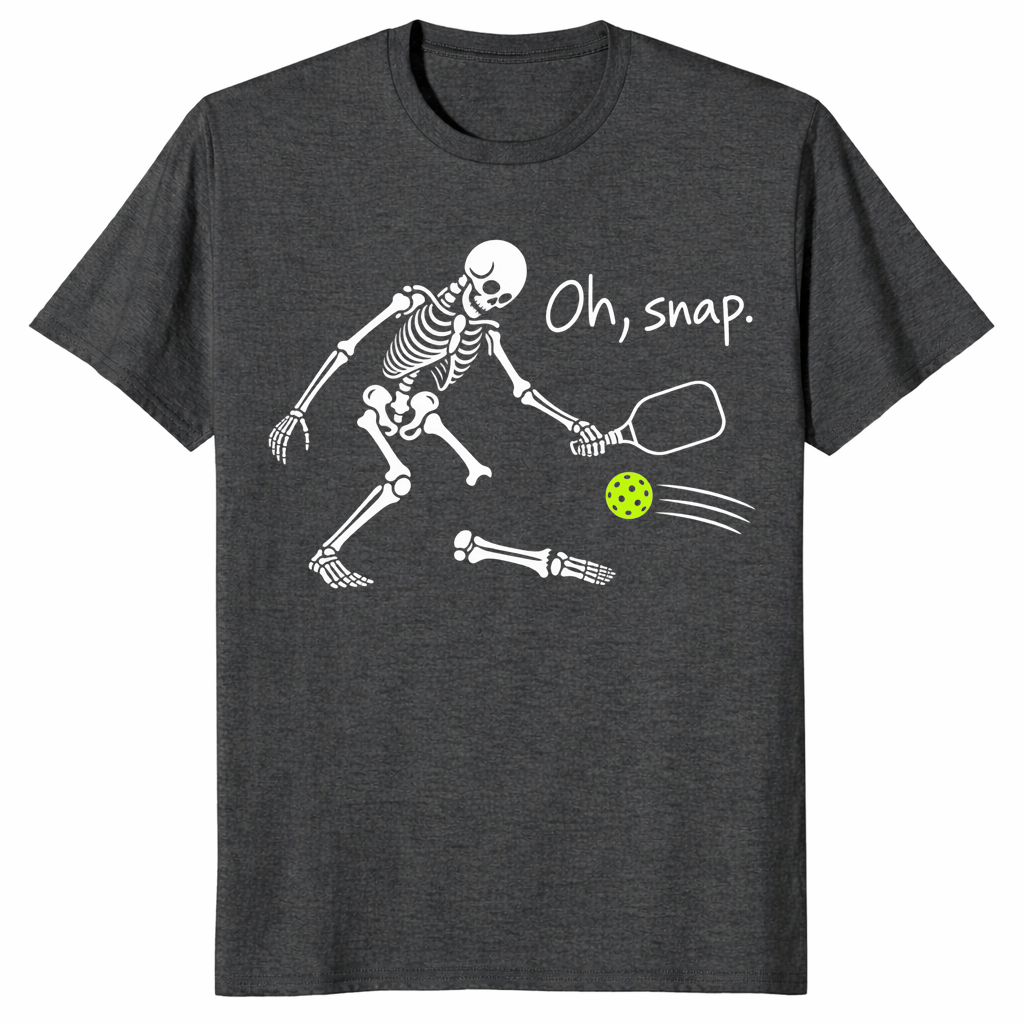Skeleton pickleball shirt in dark heather grey