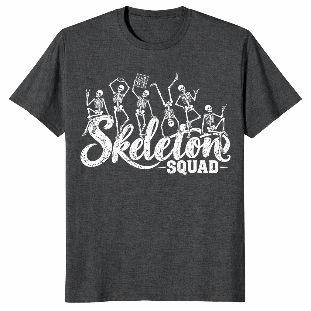Skeleton squad shirt in dark heather grey