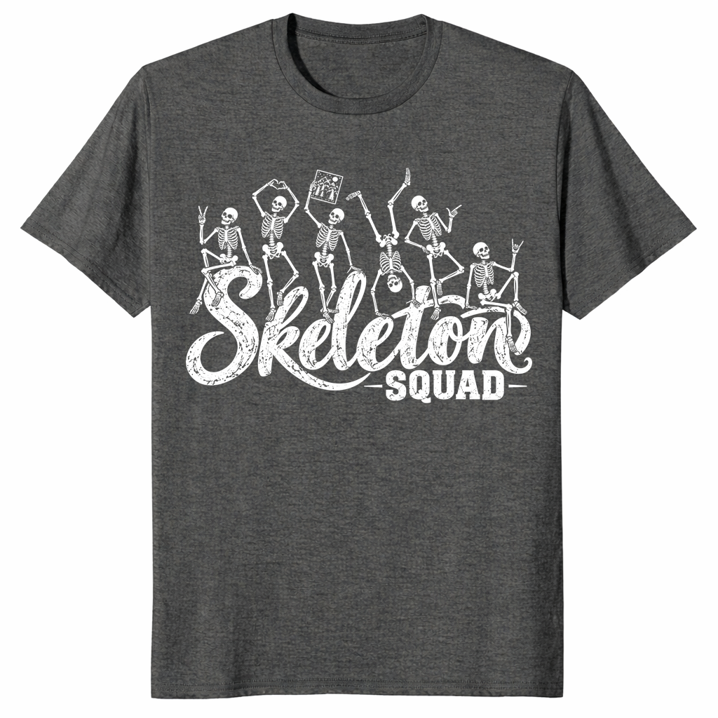 Skeleton squad shirt in dark heather