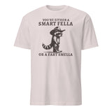 Ice grey Smart Fella or Fart Smella Retro Raccoon Shirt by Cuccico