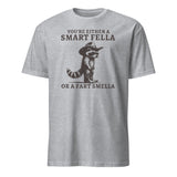 Sport grey Smart Fella or Fart Smella Retro Raccoon Shirt by Cuccico