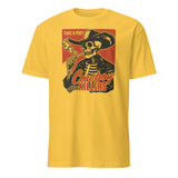 Daisy yellow Smoking Skeleton Tee with edgy cowboy design by Cuccico