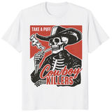 Ice Grey alt western Smoking Skeleton Tee by Cuccico
