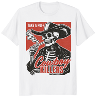 Ice Grey alt western Smoking Skeleton Tee by Cuccico