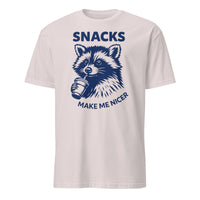 Cuccico Snacks Make Me Nicer Raccoon Shirt in Ice Grey color