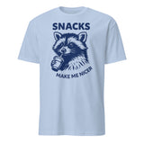 Cuccico Snacks Make Me Nicer Raccoon Shirt in Light Blue color