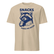 Cuccico Snacks Make Me Nicer Raccoon Shirt in Sand color