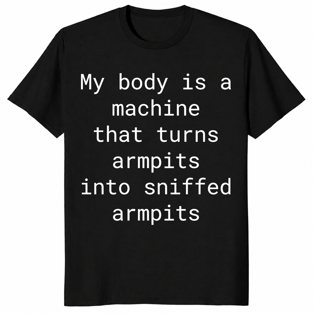 Sniffed armpits funny shirt in black