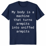 Sniffed armpits funny shirt in navy