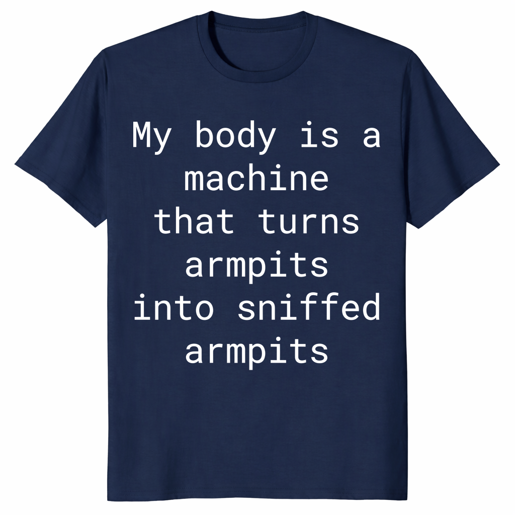 Sniffed armpits funny shirt in navy