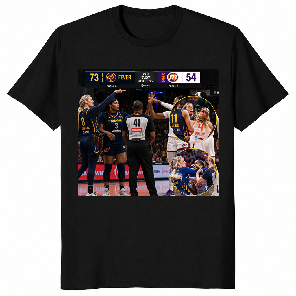 Sophie Cunningham pointing meme Indiana Fever fan tee in black — viral WNBA moment shirt
