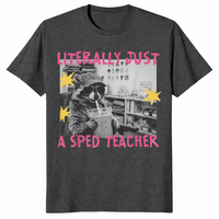 Sped teacher raccoon shirt in heather navy