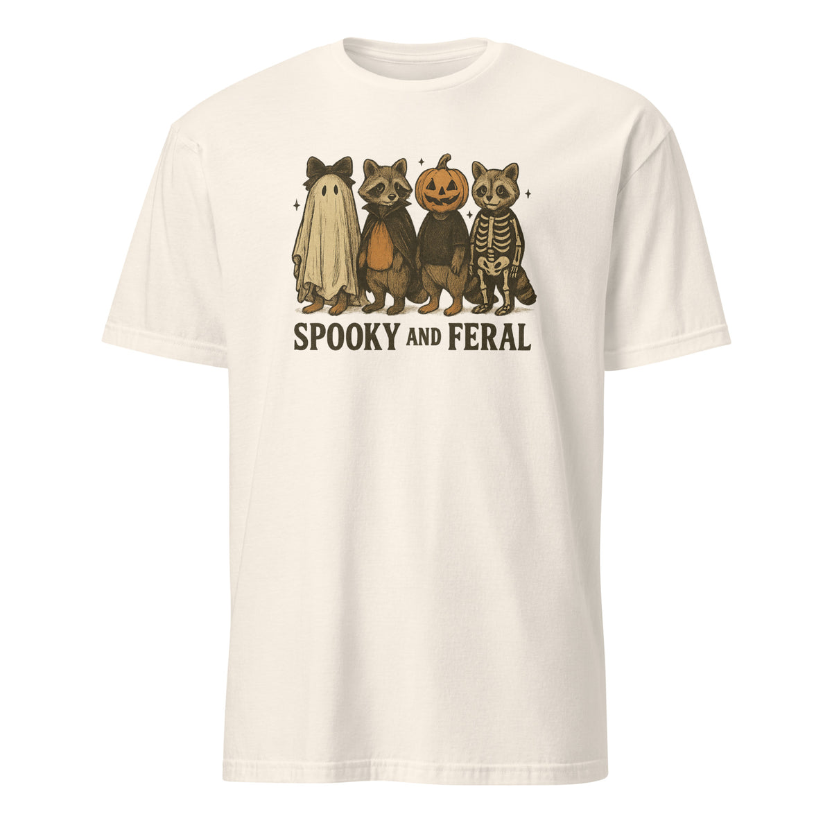 Spooky and Feral Raccoon Shirt – Funny Halloween Vintage Fall Tee | Cuccico | Cuccico