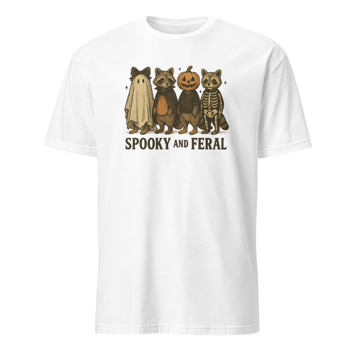 Spooky and Feral Raccoon Shirt – Funny Halloween Vintage Fall Tee | Cuccico | Cuccico