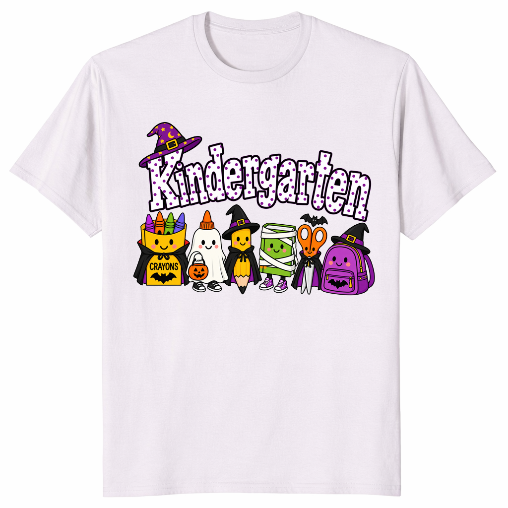 Spooky school supplies shirt in ice grey