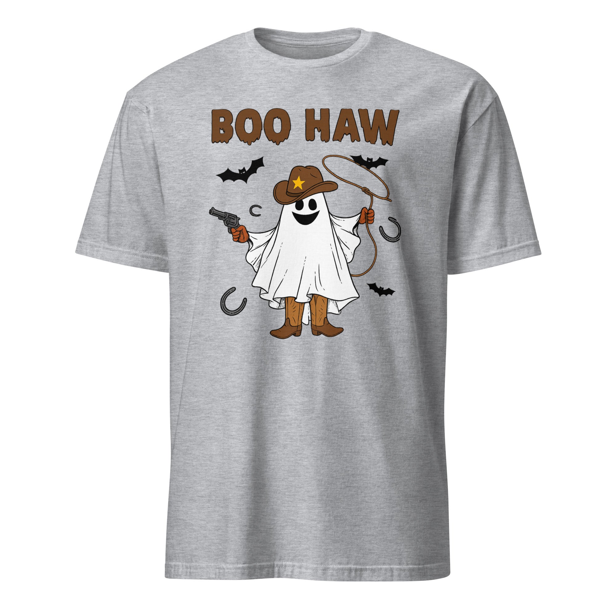 Boo Haw Shirt in Sport Grey – Ghost Cowboy Spooky Fall Western Tee by Cuccico