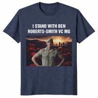 Heather Navy Stand With Ben statement tee with large graphic artwork