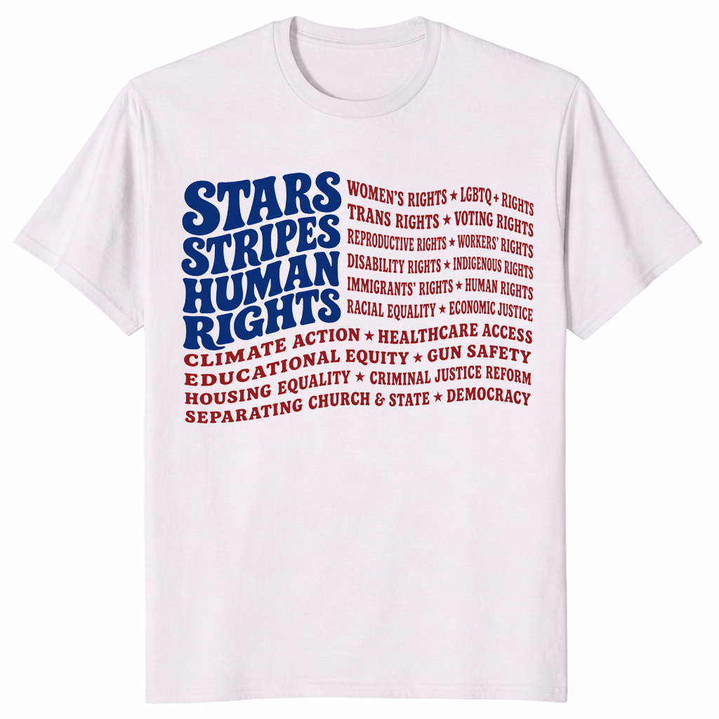 Stars Stripes and Human Rights 4th of July Liberal USA Flag Tee | Cuccico