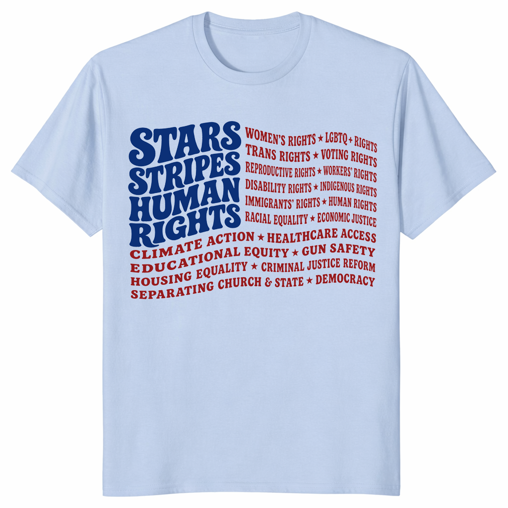 Stars Stripes and Human Rights 4th of July Liberal USA Flag Tee | Cuccico