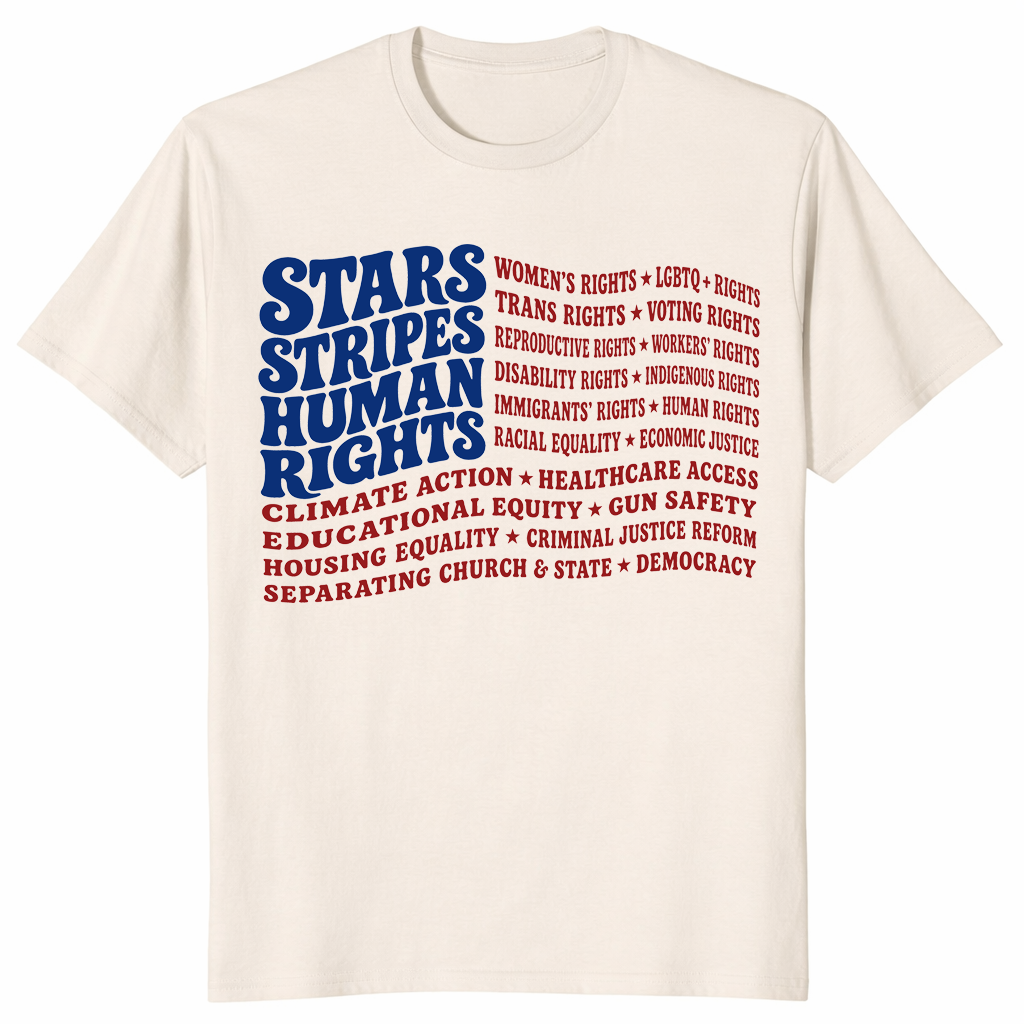 Stars Stripes and Human Rights 4th of July Liberal USA Flag Tee | Cuccico