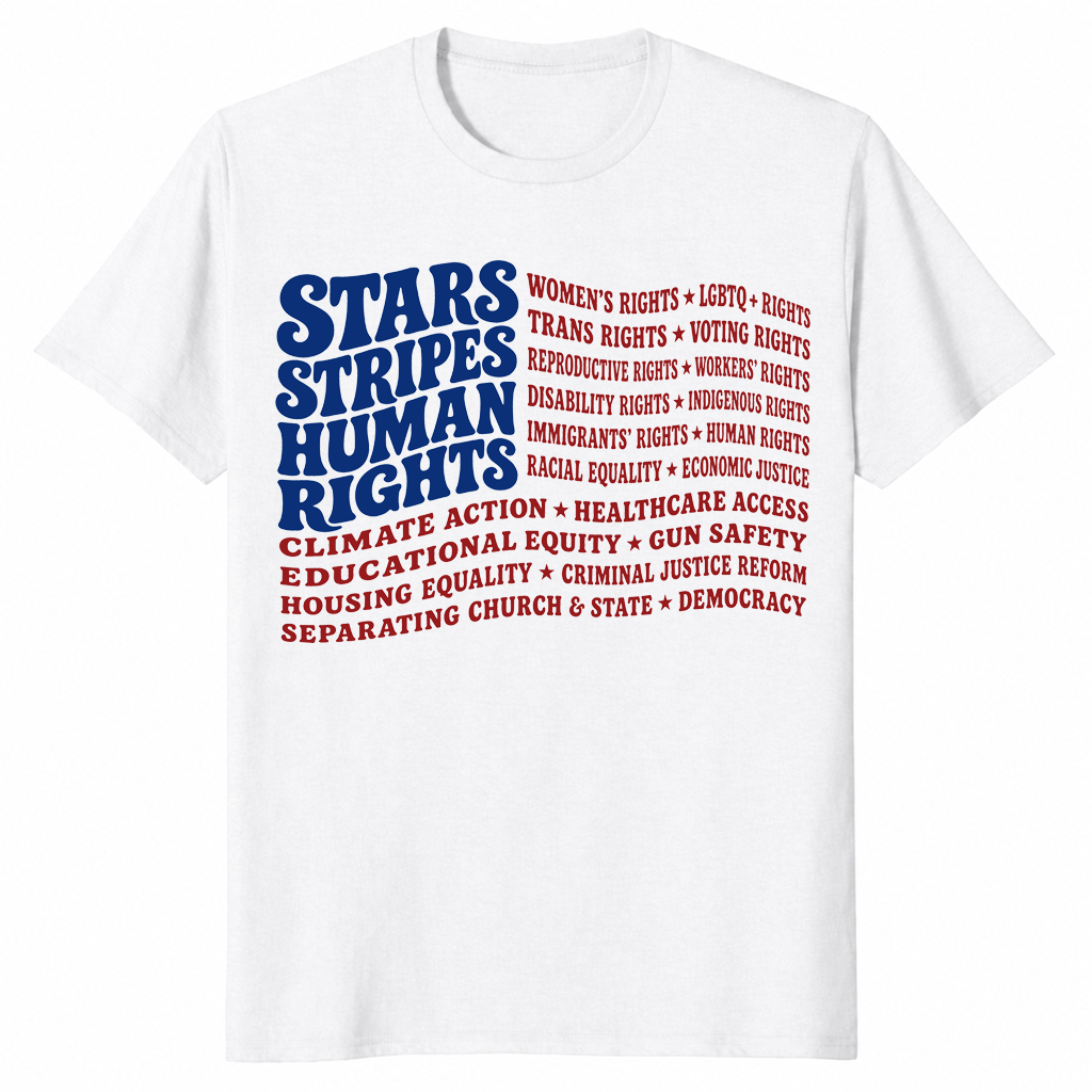 Stars Stripes and Human Rights 4th of July Liberal USA Flag Tee | Cuccico