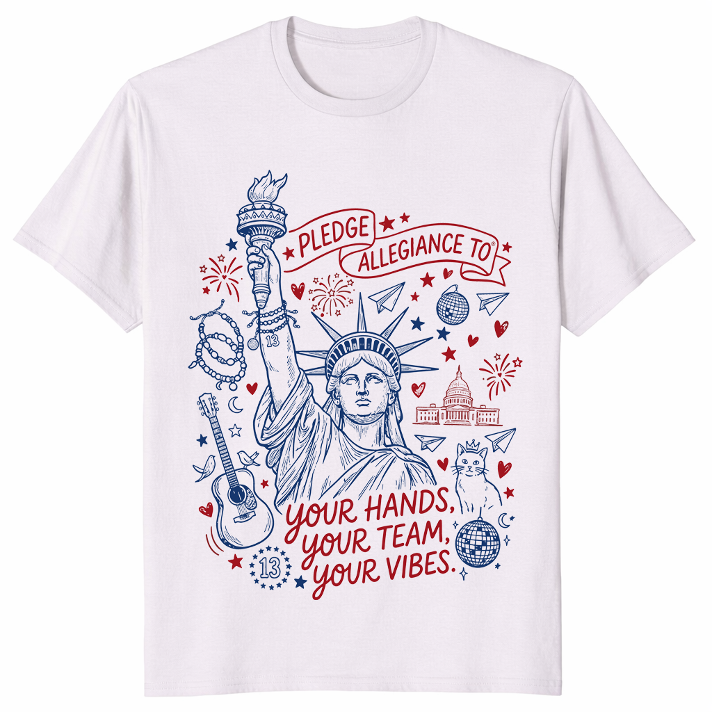 Statue of Liberty Pledge Allegiance Patriotic USA Spirit T-Shirt | Cuccico