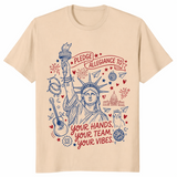 Statue of Liberty Pledge Allegiance Patriotic USA Spirit T-Shirt | Cuccico