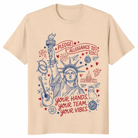 Statue of Liberty Pledge Allegiance Patriotic USA Spirit T-Shirt | Cuccico