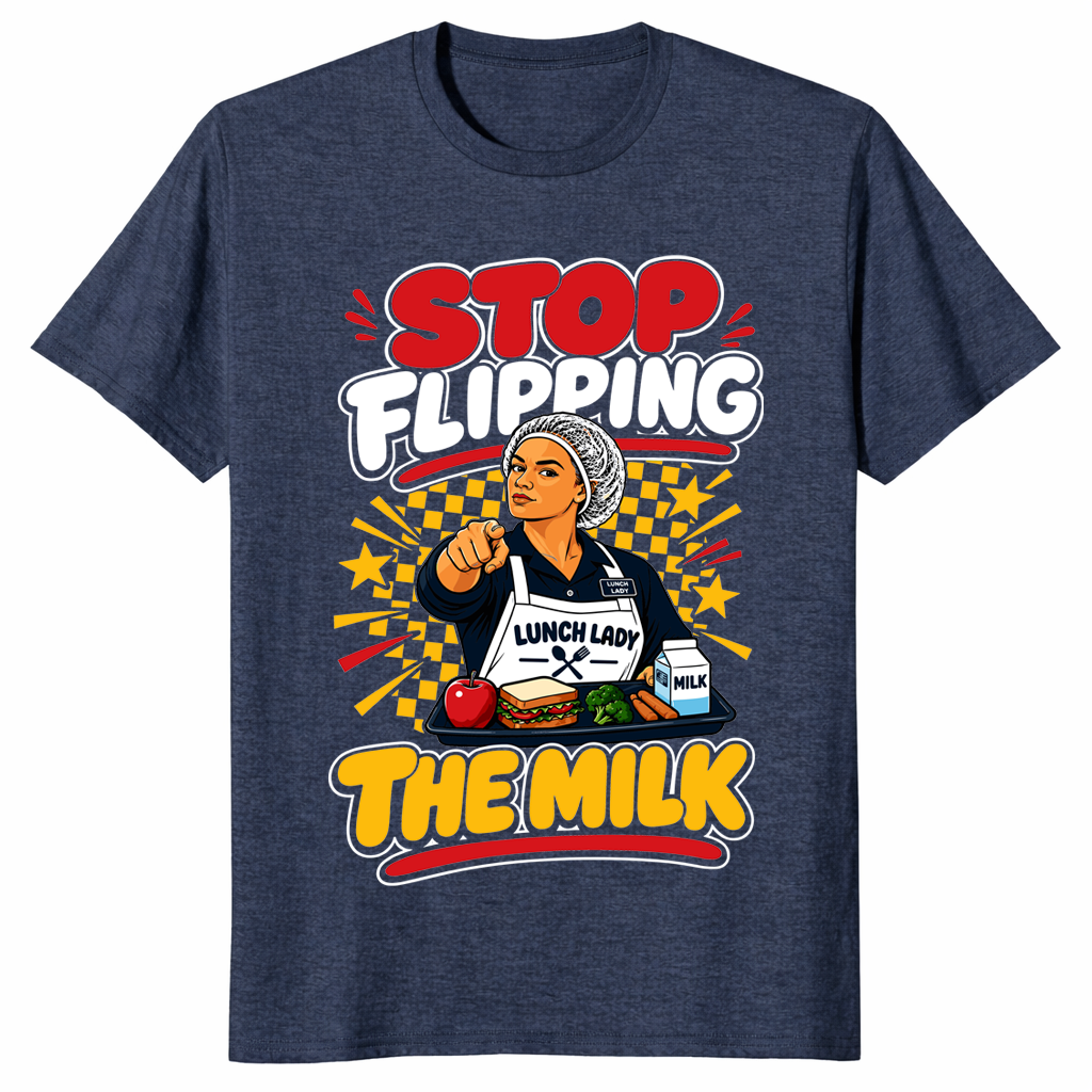 Stop Flipping The Milk Shirt in heather navy