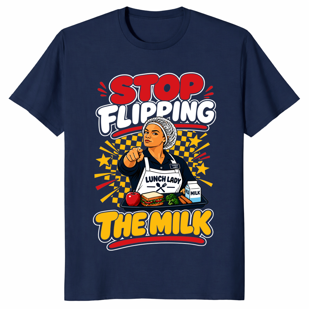Stop Flipping The Milk Shirt in navy