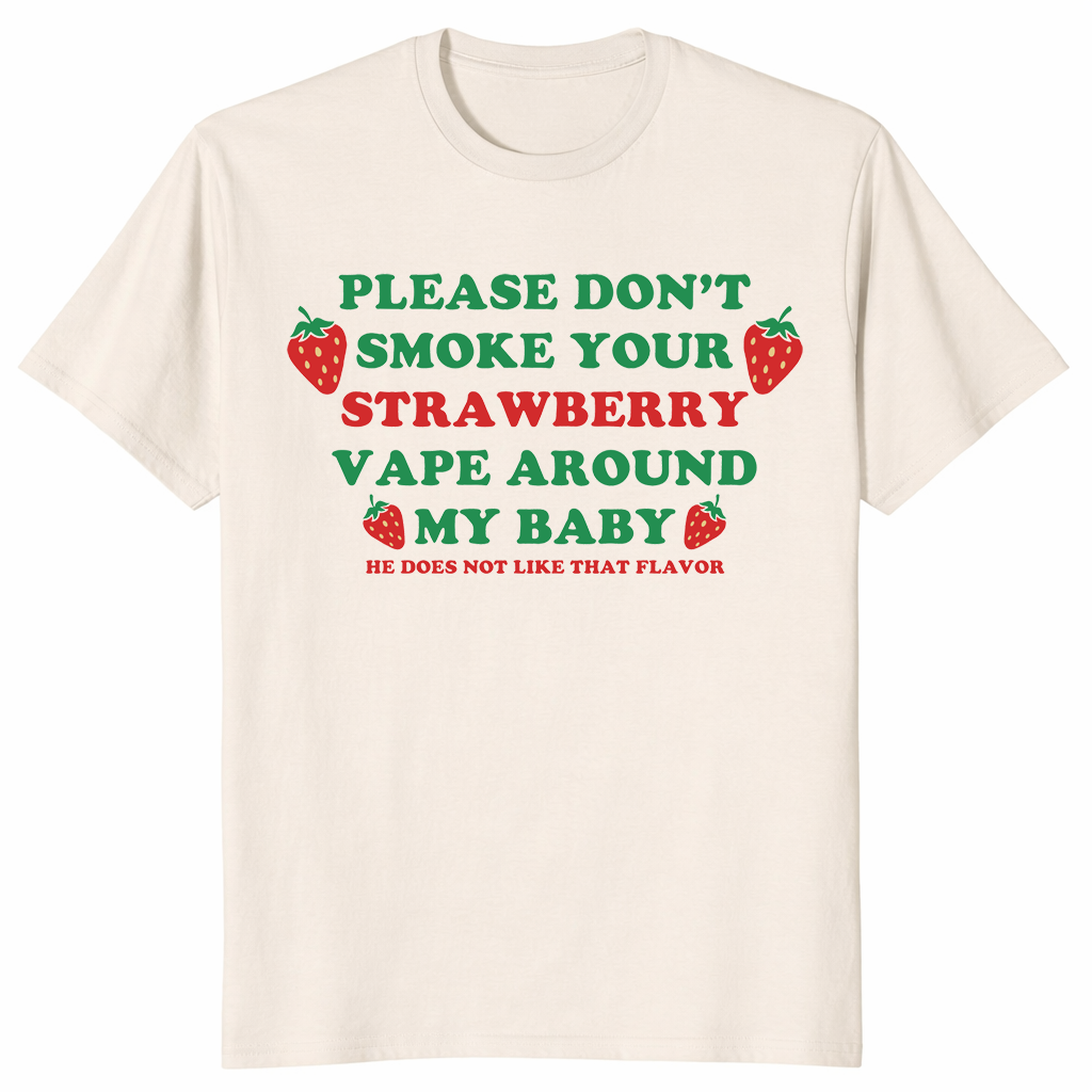 Meme parent gift strawberry vape shirt on natural color tee