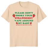 Funny strawberry vape shirt on sand with bold parent humor design