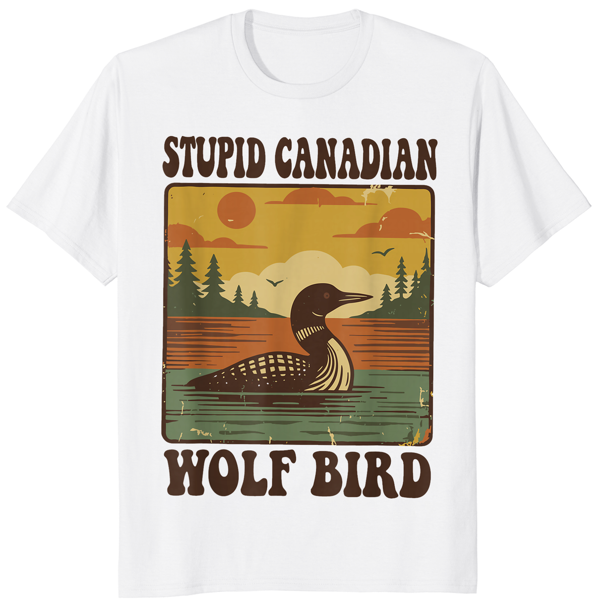 Stupid Canadian Wolf Bird Shirt – Funny Loon T-Shirt | Vintage Wolf Bird Graphic Tee by Cuccico | Cuccico
