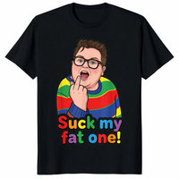 Retro Suck My Fat One graphic tee with middle finger design
