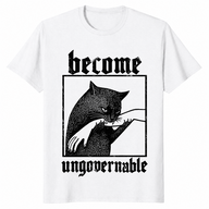 Become Ungovernable Shirt – Funny Vintage Cat Biting Hand Tee