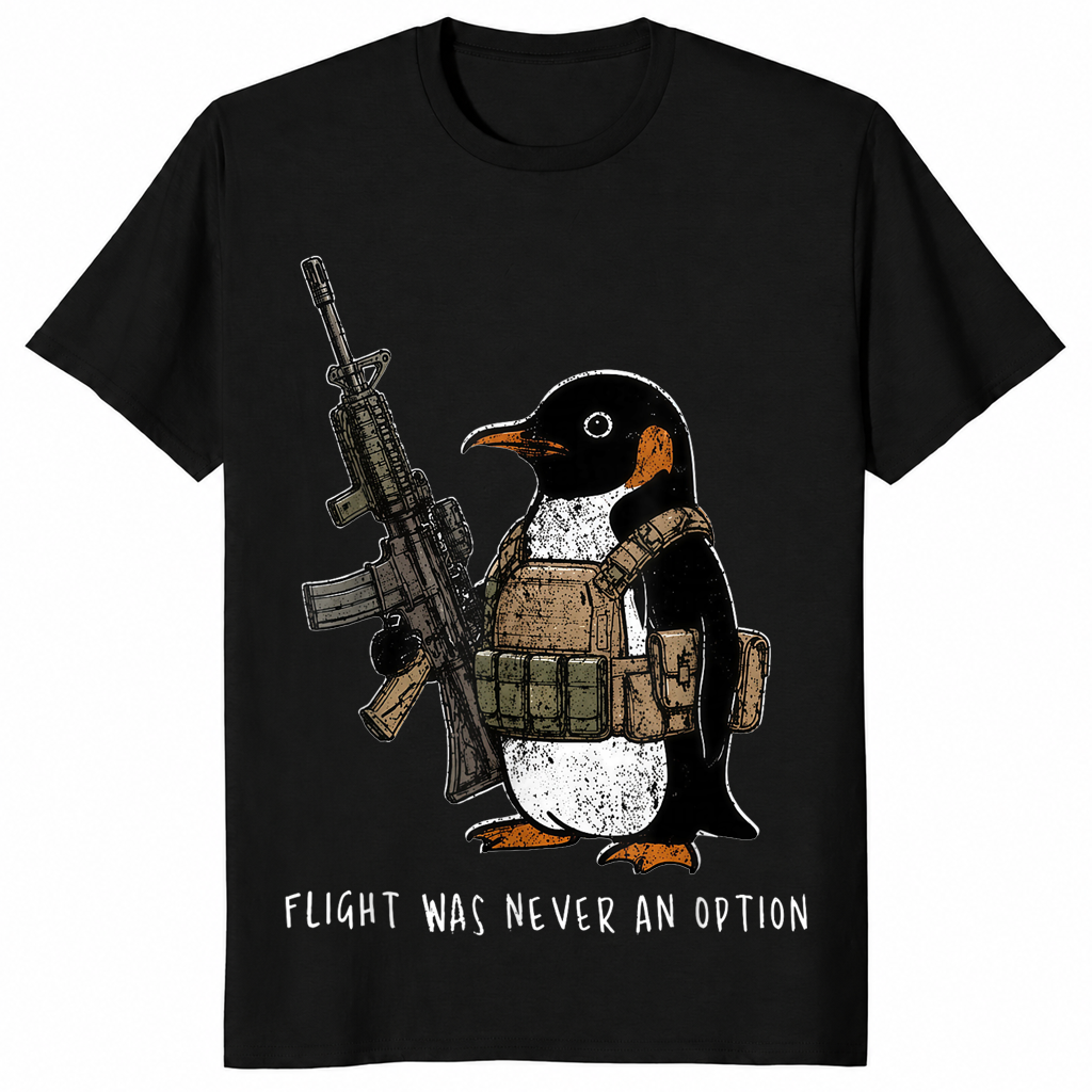 Tactical Penguin Shirt | Flight Was Never An Option Funny Meme Tee | Cuccico