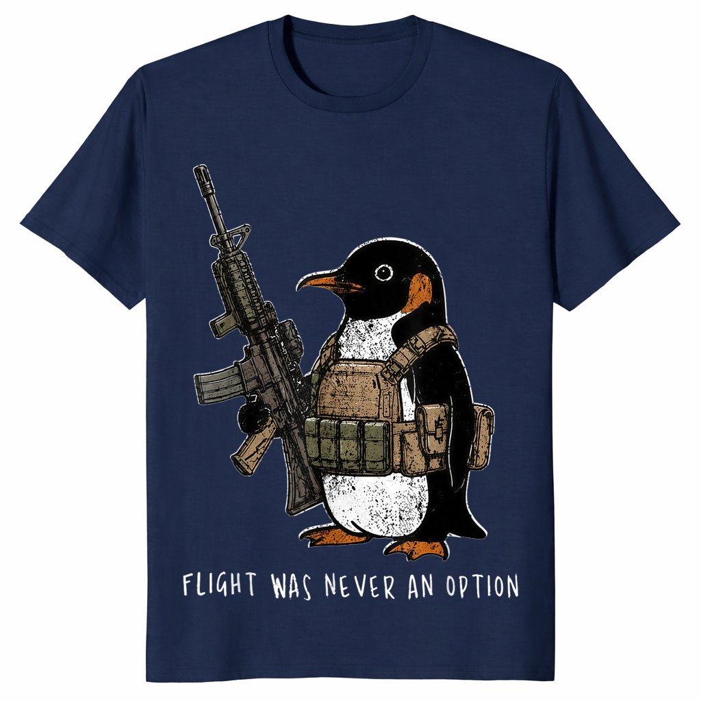 Tactical Penguin Shirt | Flight Was Never An Option Funny Meme Tee | Cuccico