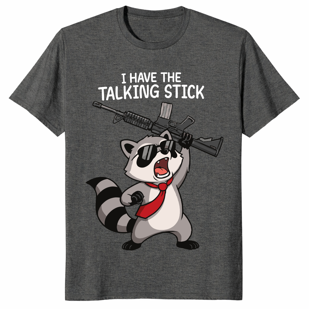 Talking stick raccoon shirt in dark heather