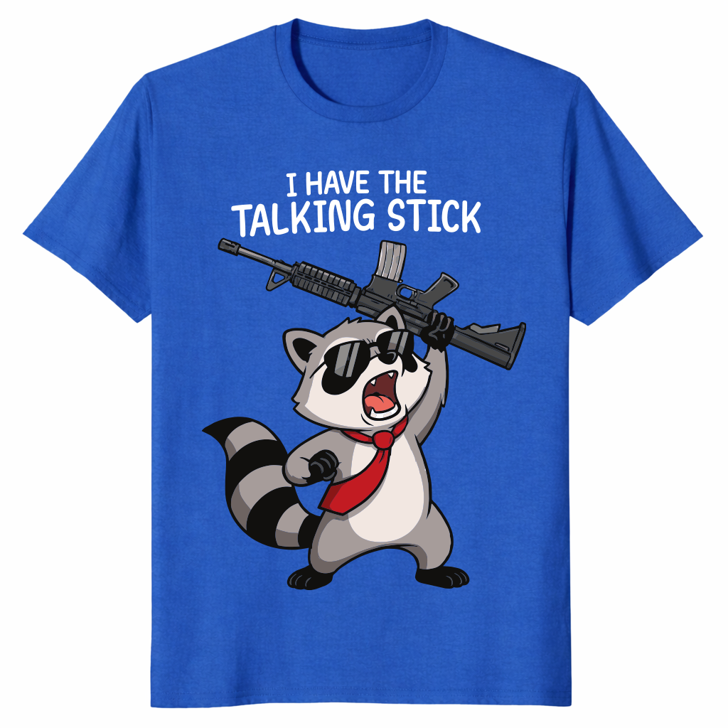 Talking stick raccoon shirt in royal blue