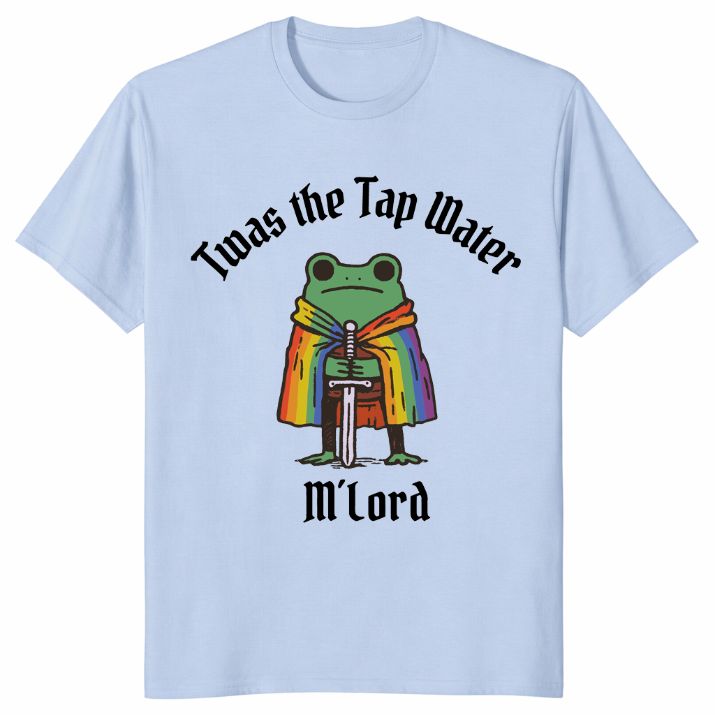 Tap water frog pride shirt in light blue