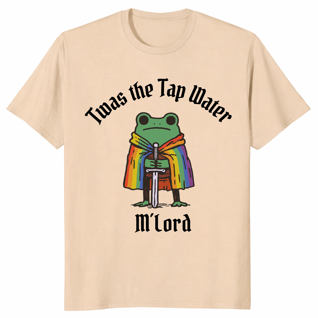 Tap water frog pride shirt in sand