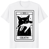 Tarot Card Black Cat Shirt in White by Cuccico