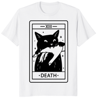 Tarot Card Black Cat Shirt in White by Cuccico