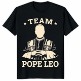 Team Pope Leo XIV T Shirt in black with Catholic pride graphic